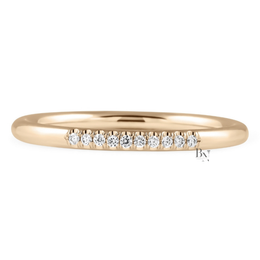 0.15CTW Lab Diamond Partial Pave Band, Minimalist 1.8mm Wedding Ring, Dainty Gold Stacking Ring