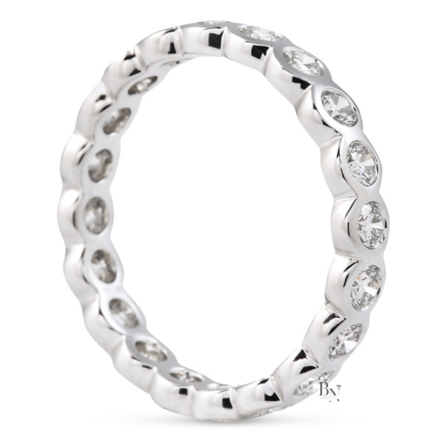 Bezel Set Lab Diamond Eternity Band, Full Round Cut Wedding Ring, 1.15CTW 3.4mm Modern Stacking Band