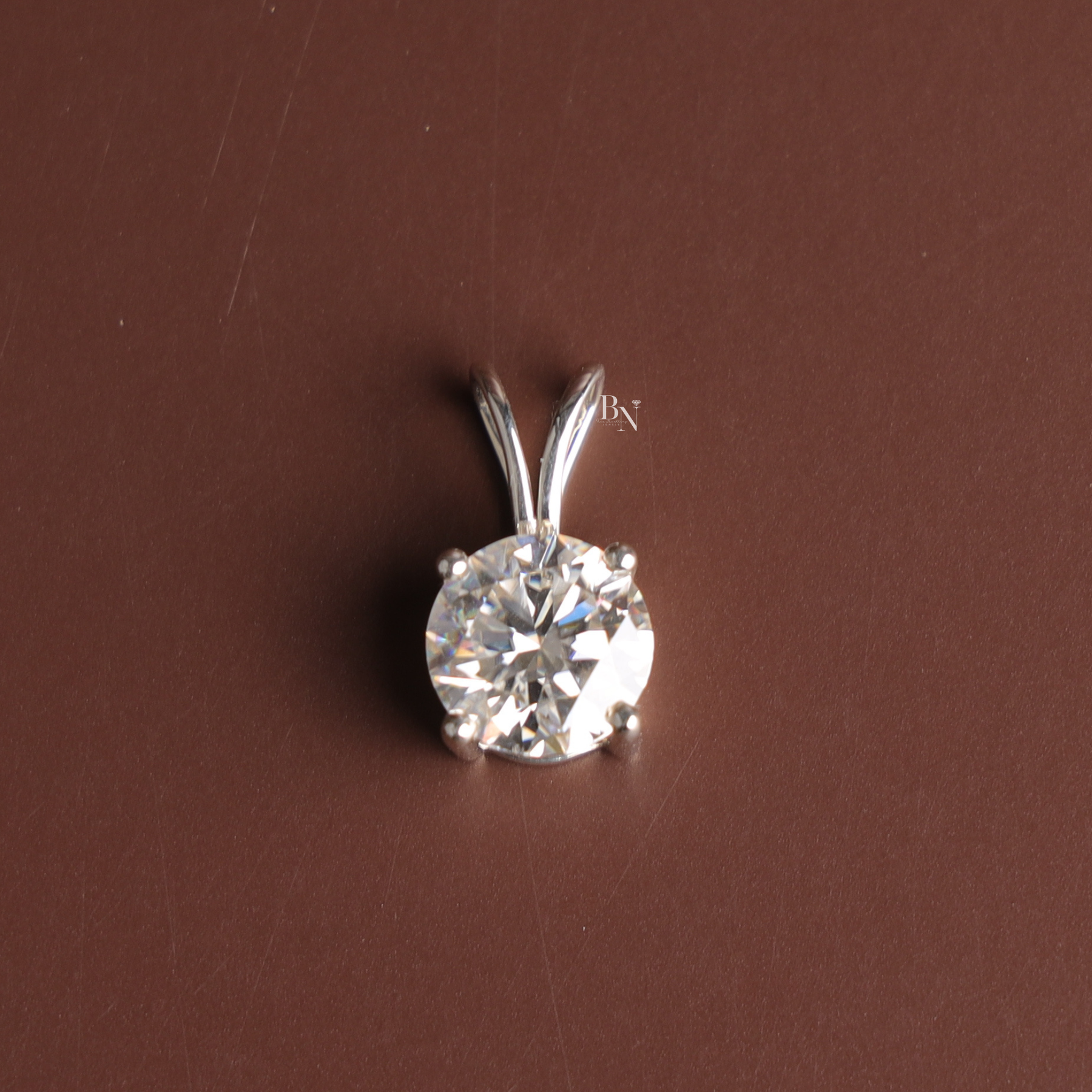 Lab Grown Diamond Pendant Necklace, 2 Carat Round Solitaire Necklace, Four Prong Diamond Charm