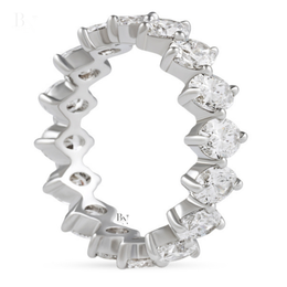 Oval Lab Diamond Eternity Band, 3.30 CTW Compass Prong Wedding Ring, 14K Gold Bridal Stacking Ring