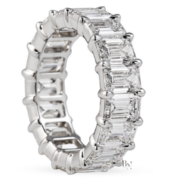 8CT Emerald Cut Eternity Band, Lab Grown Diamond Wedding Ring, Low Profile Closed Basket Anniversary Band