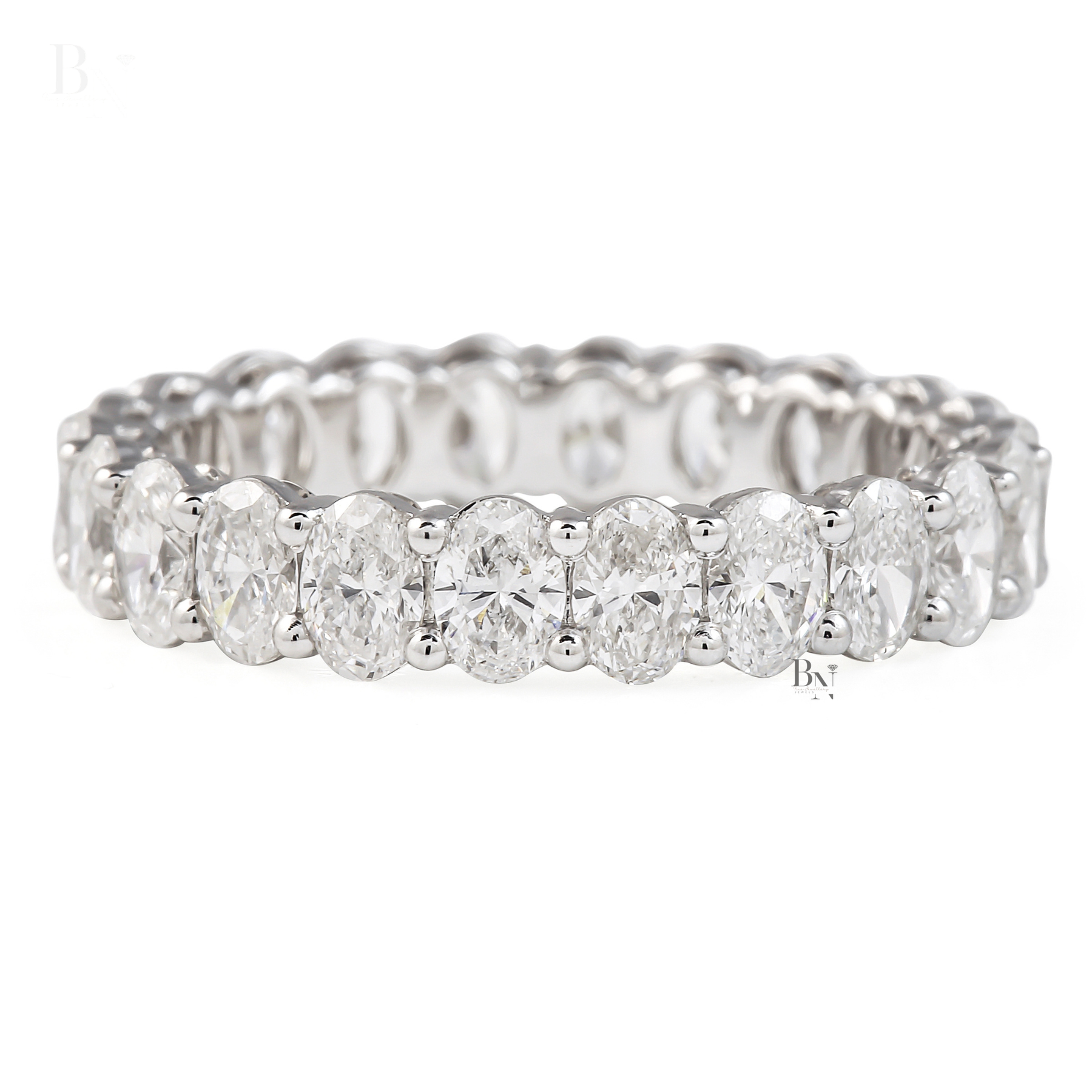 Oval Lab Diamond Eternity Band, 2.20 CTW Open Airline Basket Ring, Solid Gold Bridal Stacking Wedding Band
