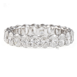 Oval Lab Diamond Eternity Band, 2.20 CTW Open Airline Basket Ring, Solid Gold Bridal Stacking Wedding Band