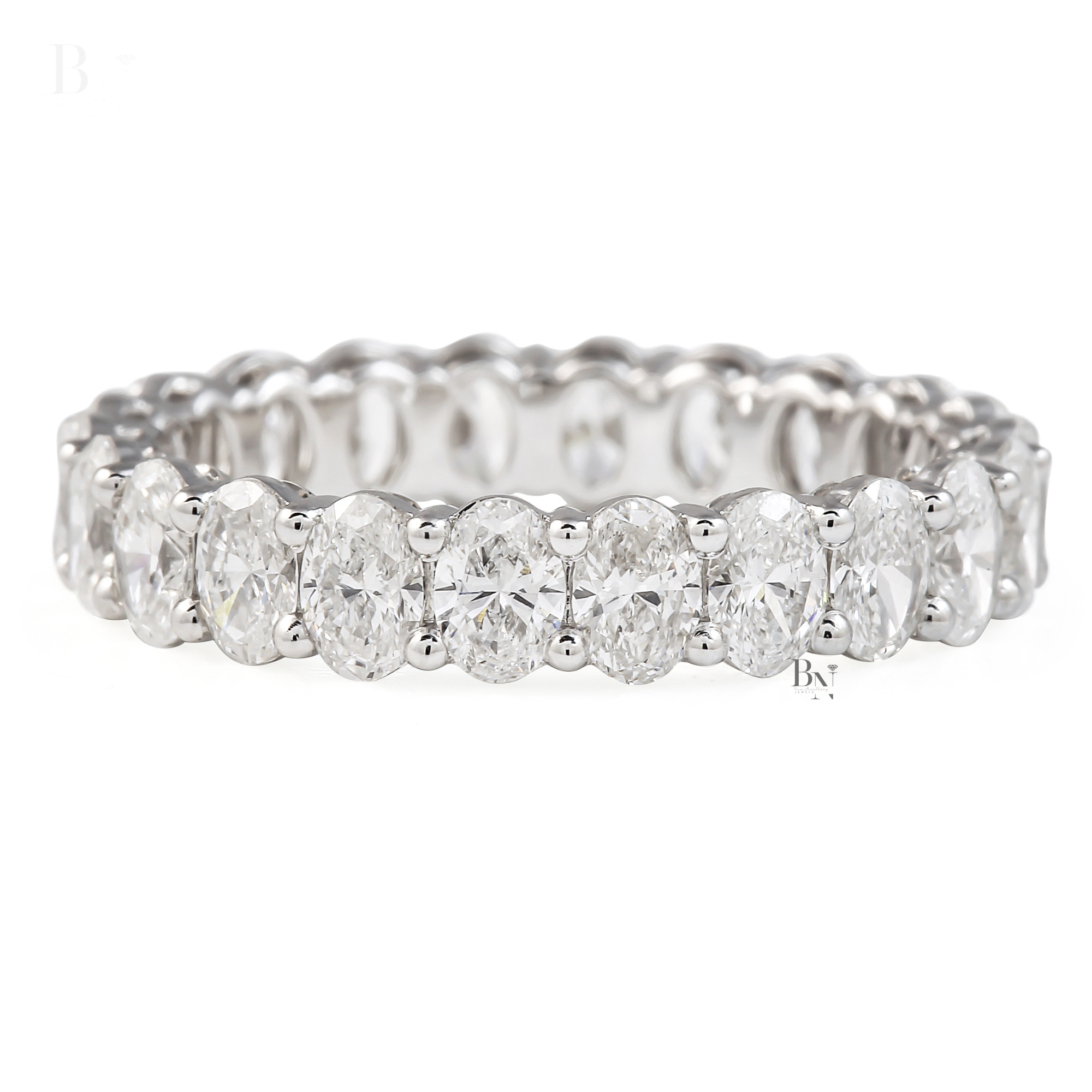 Oval Lab Diamond Eternity Band, 2.20 CTW Open Airline Basket Ring, Solid Gold Bridal Stacking Wedding Band