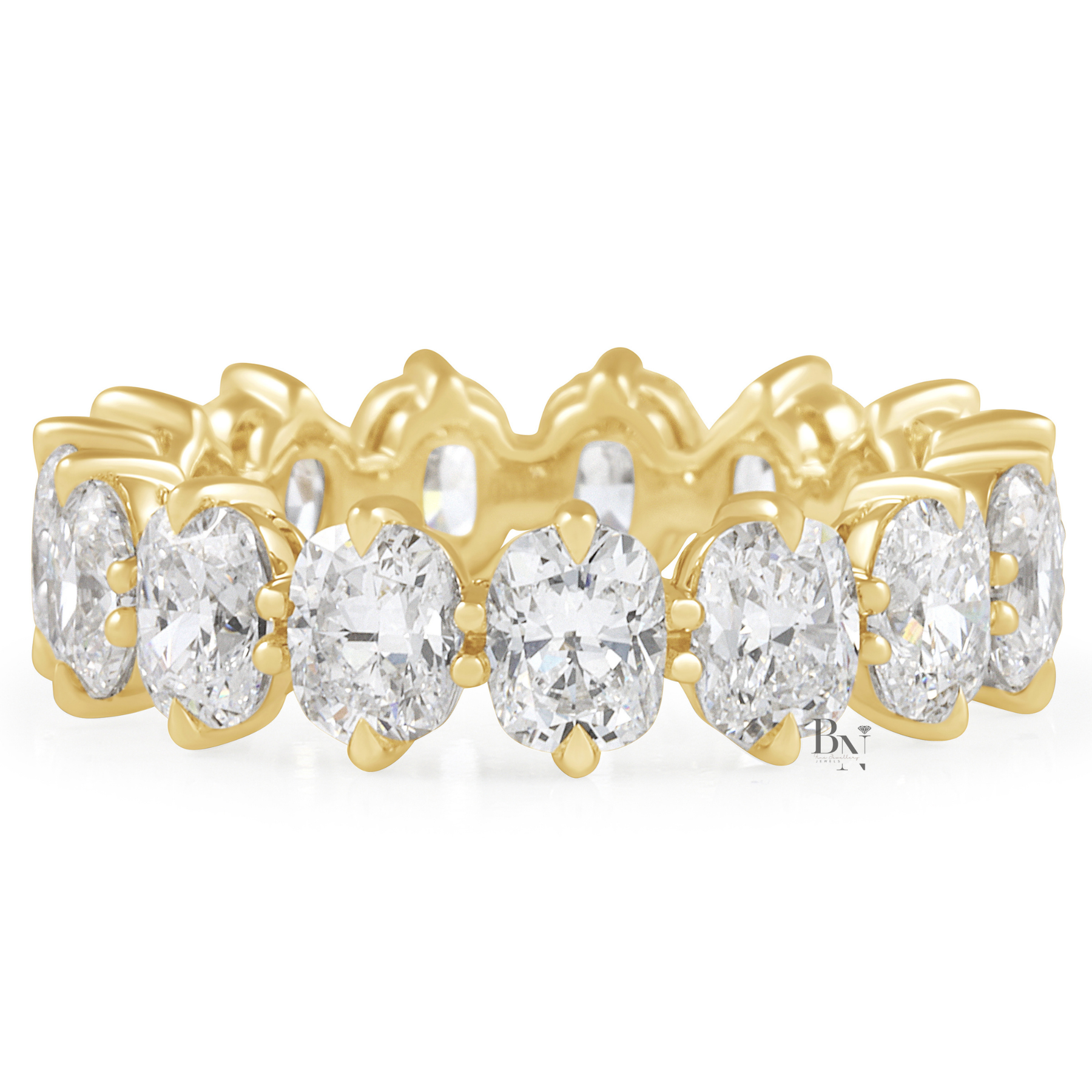 Elongated Cushion Lab Diamond Band, 4.60 CTW Compass Prong Eternity Ring, 14K Gold Bridal Stacking Ring