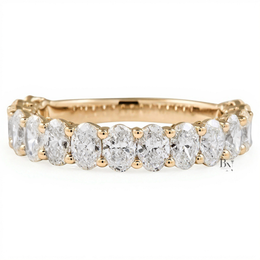 1.60ct Oval Lab Grown Diamond Three Quarter Eternity Band, 3.7mm Airline Basket Wedding Ring