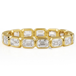 East West Bezel Set Eternity Band, 1.40CT Lab Diamond Wedding Ring, Horizontal Emerald Cut Band