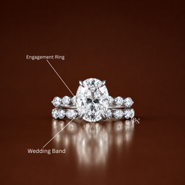 1 CTW Oval Lab Grown Diamond Bridal Set, Alternating Marquise and Round Band Engagement Ring