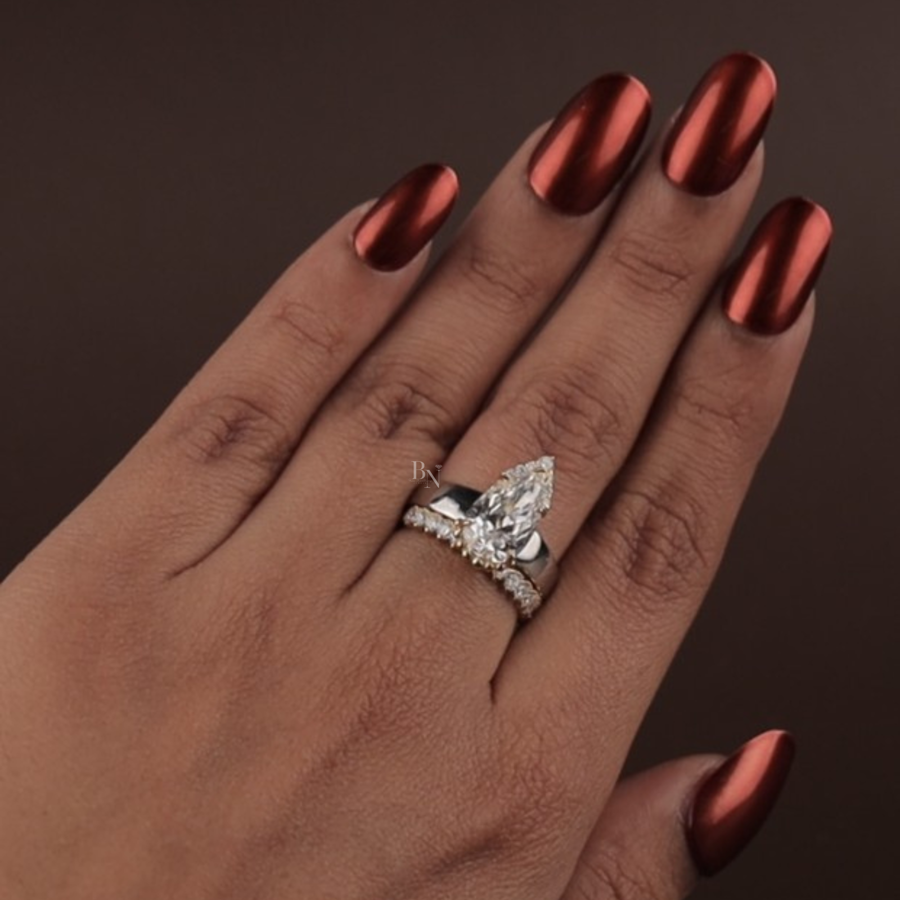 2.5ct Pear Cut Lab Grown Diamond Engagement Ring | Hidden Halo Pavé Band Solitaire 14K White Gold