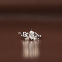 1 Carat Dutch Marquise Lab Grown Diamond Ring, Nature Inspired Vine Engagement Ring