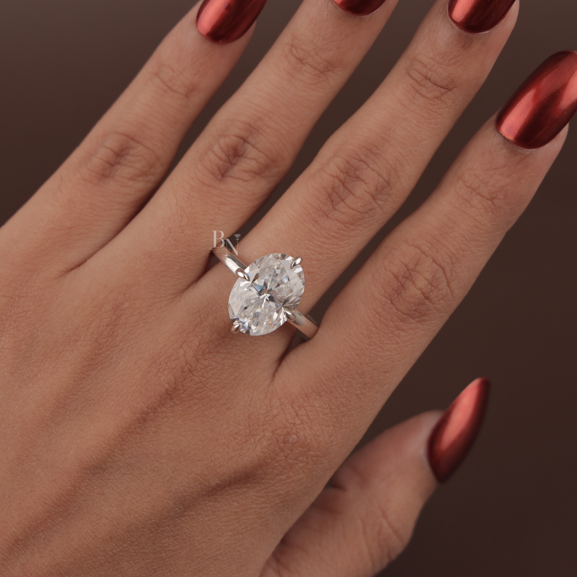 7.00 CT Oval Moissanite Engagement Ring | 14K White Gold Solitaire | Crushed Ice Sparkle | Romantic Bridal Ring | Huge 7 Carat Travel Ring