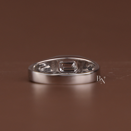 1ct Emerald Cut Lab Grown Diamond Engagement Ring | East West Bezel Set Signet 14K Yellow Gold