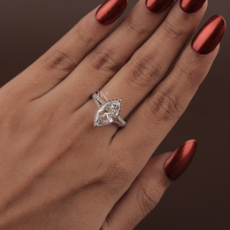 3ct Marquise Lab Grown Diamond Engagement Ring | Hidden Halo Pavé Split Shank 14K Yellow Gold