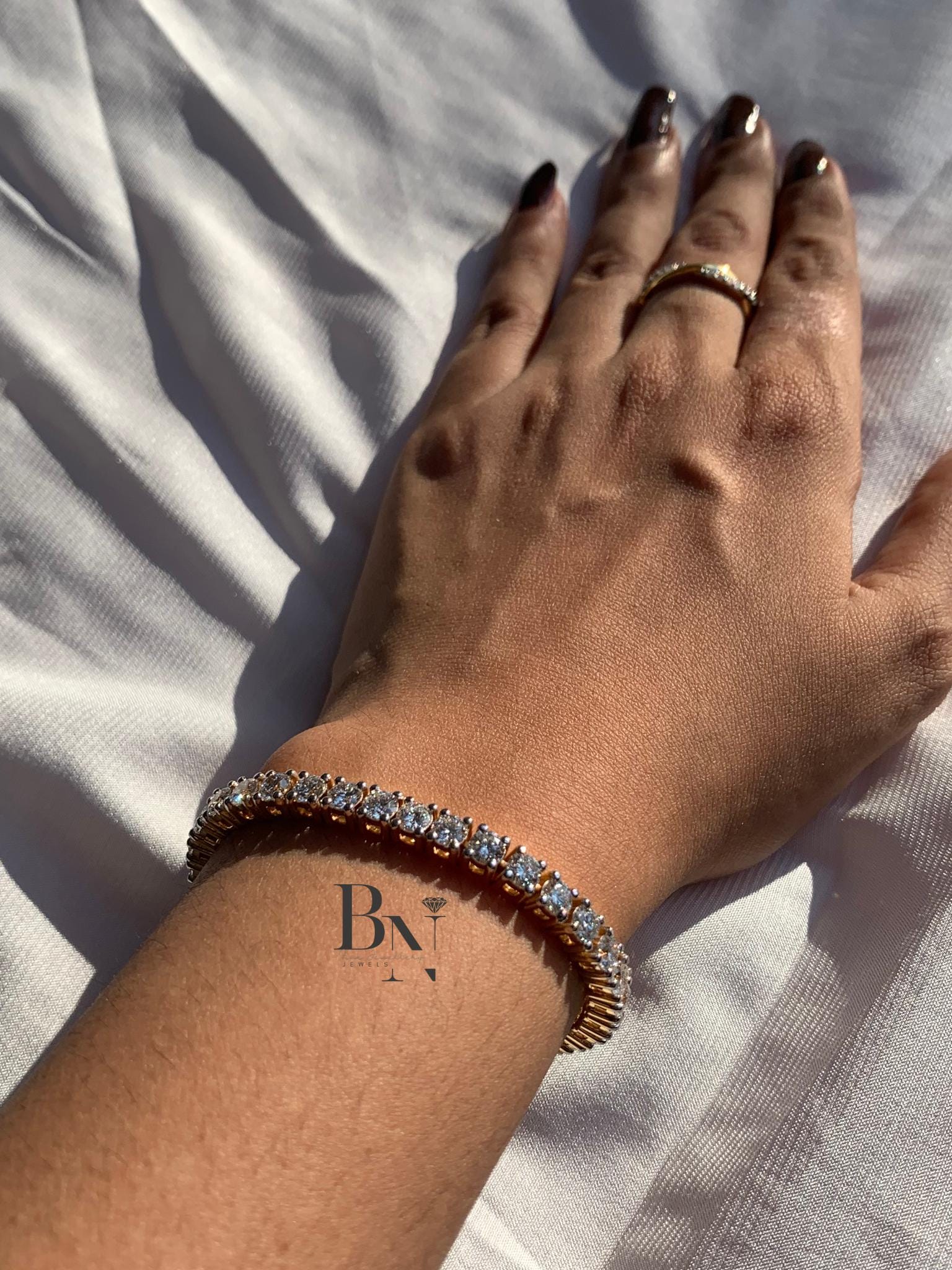 10ct Lab Grown Diamond Tennis Bracelet | Classic Inline 14K Gold
