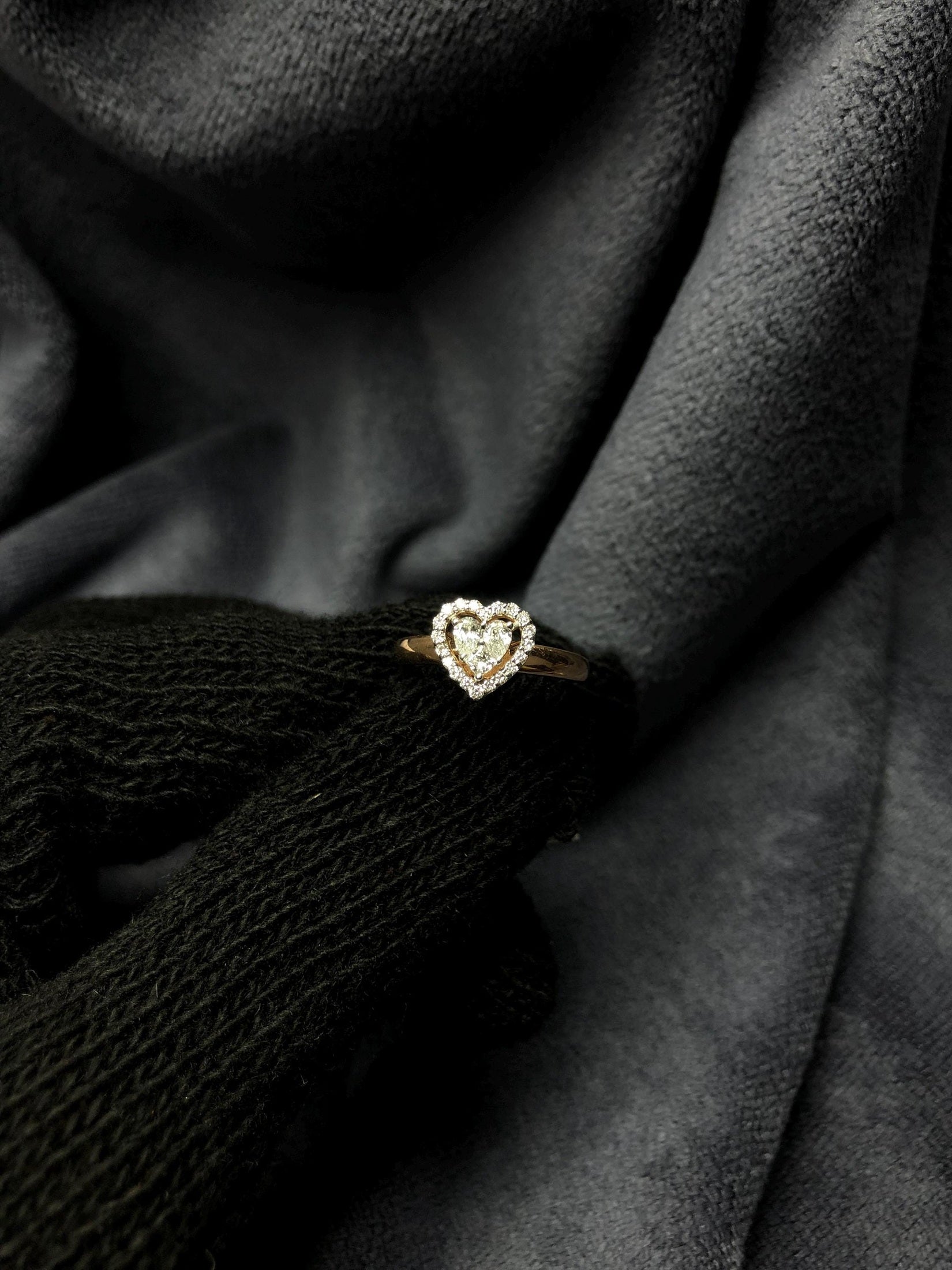 14K Solid Rose Gold Heart-Shaped Diamond Ring For Women – 0.45ct Lab-Grown Diamond ring – Engagement/Promise Gift
