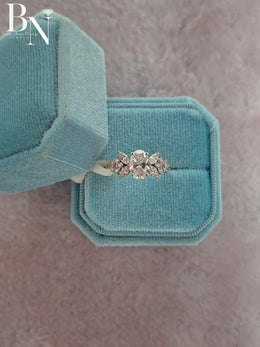 1ct Oval Lab Grown Diamond Engagement Ring | Butterfly Marquise Cluster 14K Gold