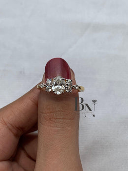 1ct Oval Lab Grown Diamond Engagement Ring | Vintage Floral Cluster 14K Gold