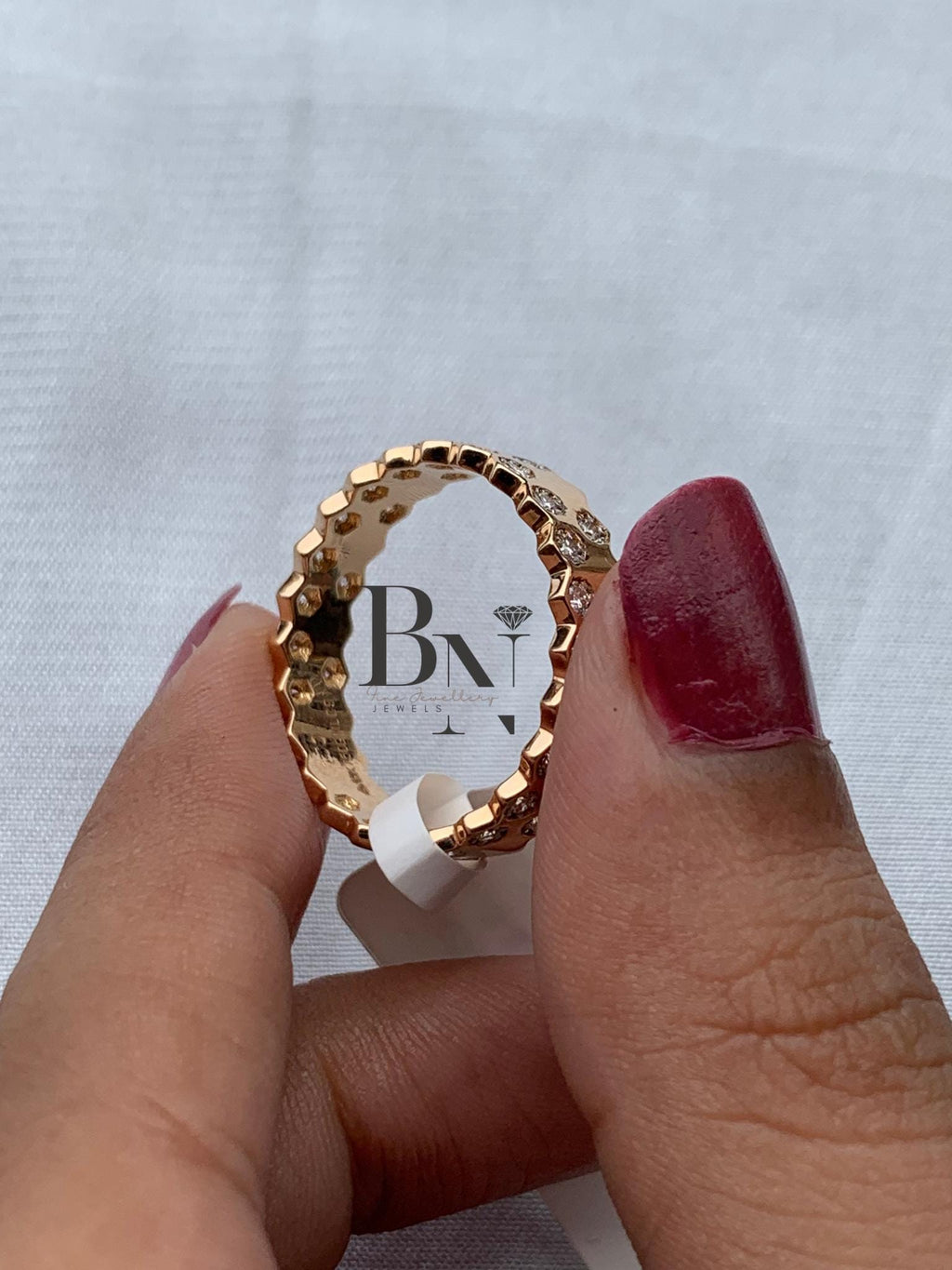18K Solid Gold  Diamond Band – Rose Gold Stackable Wedding Ring – Lab‑Grown Diamond Wedding Band For Her, Diamond ring