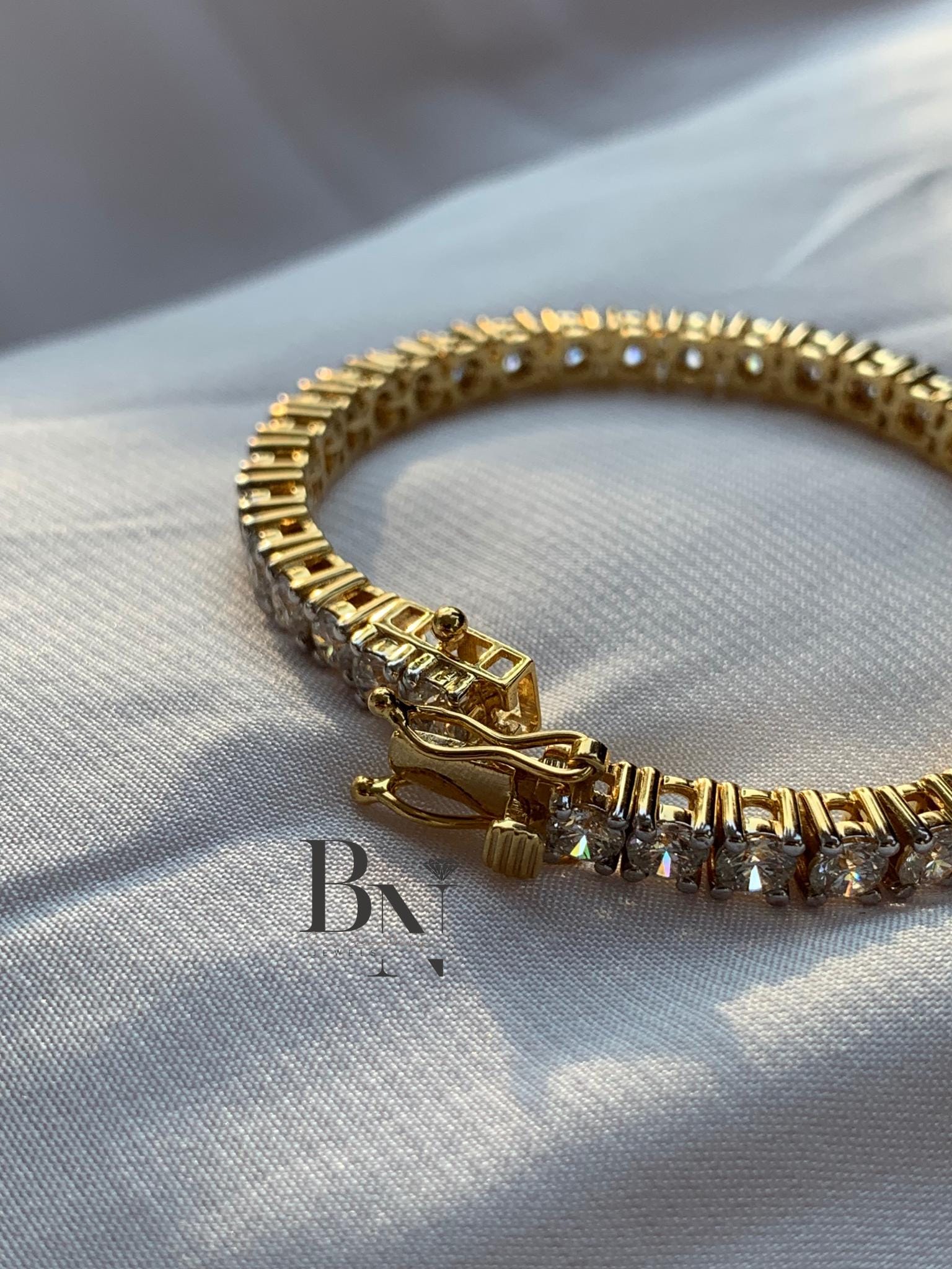10ct Lab Grown Diamond Tennis Bracelet | Classic Inline 14K Gold