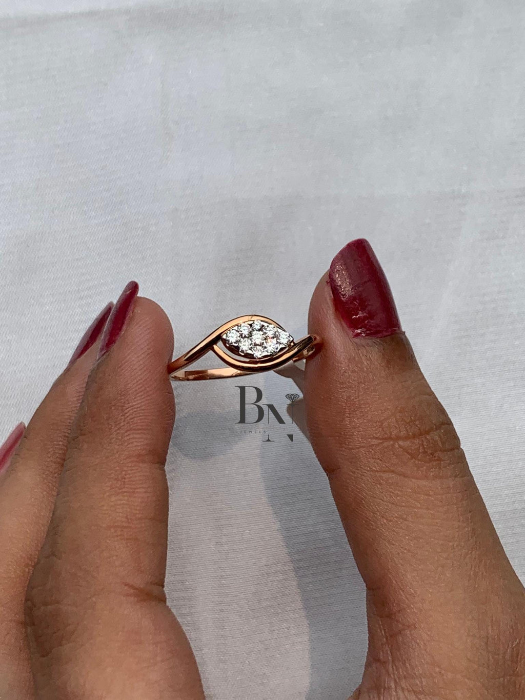 18K Gold Lab-Grown Diamond Signet Ring – Thin Gold Band Promise Ring – Simple Minimalist Diamond Ring for Women