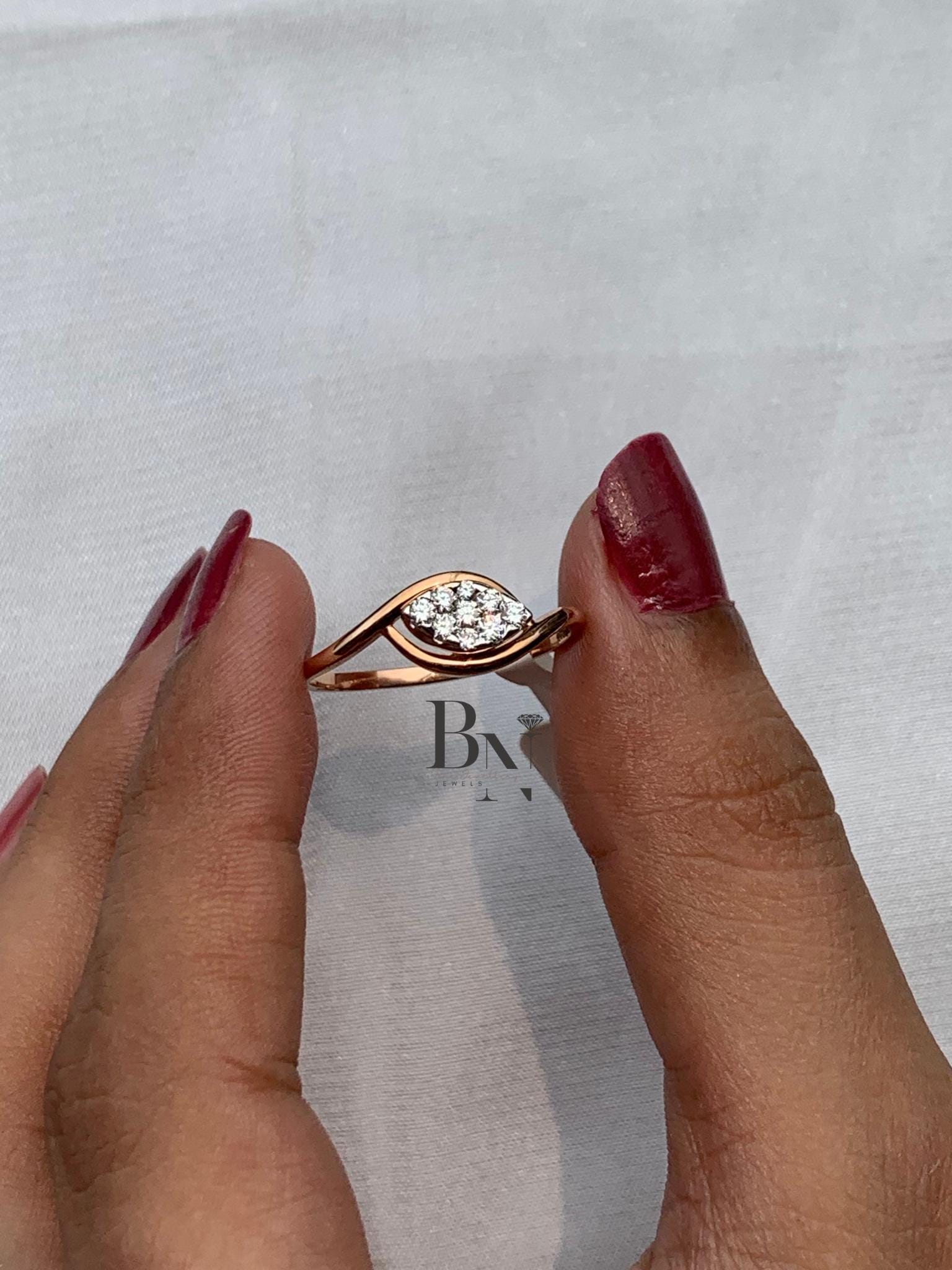 18K Gold Lab-Grown Diamond Signet Ring – Thin Gold Band Promise Ring – Simple Minimalist Diamond Ring for Women