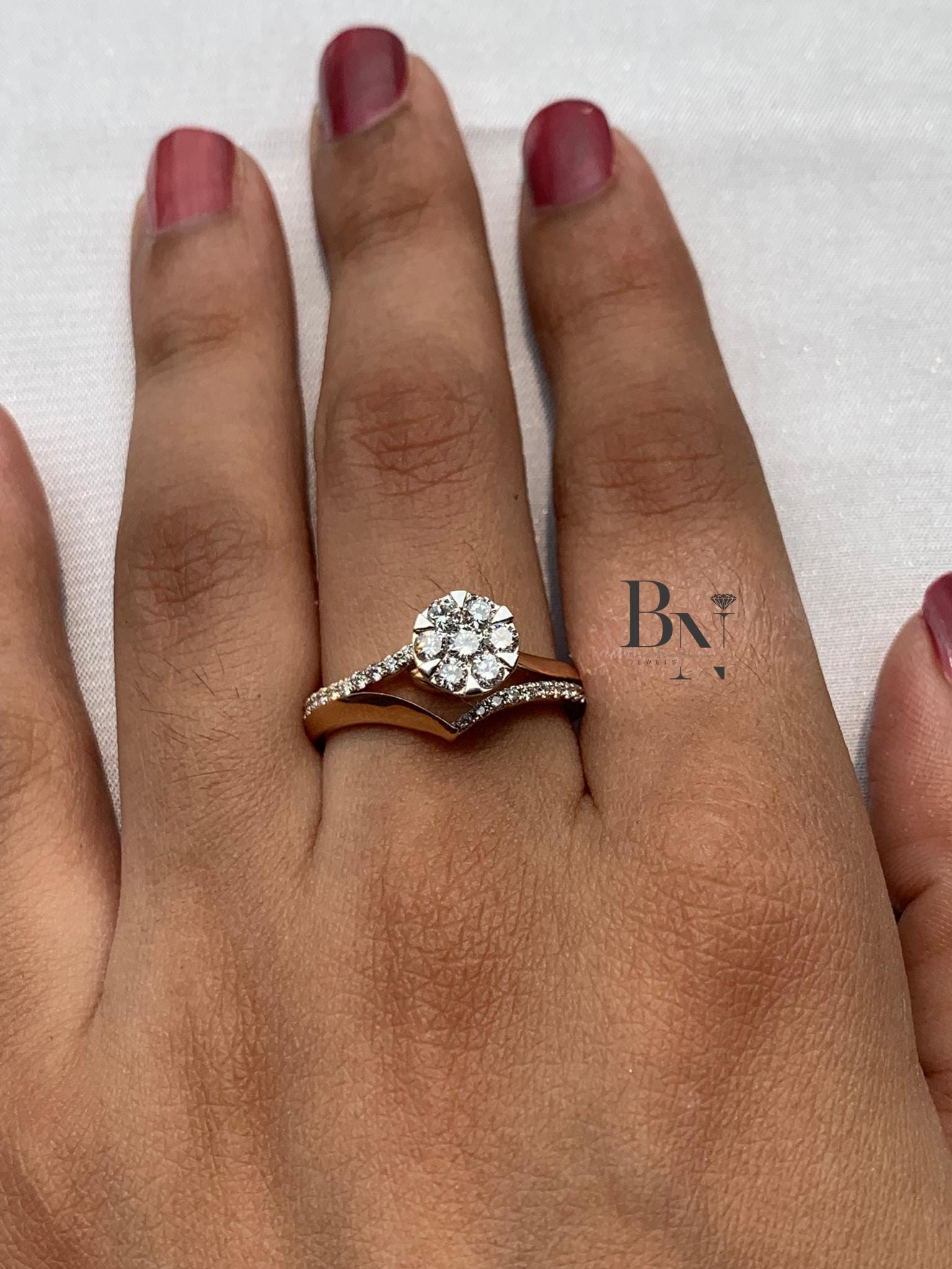 Lab Grown Diamond Stackable Ring Set | Minimalist Bridal Bands 14K Solid Gold