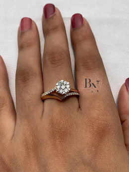 Lab Grown Diamond Stackable Ring Set | Minimalist Bridal Bands 14K Solid Gold
