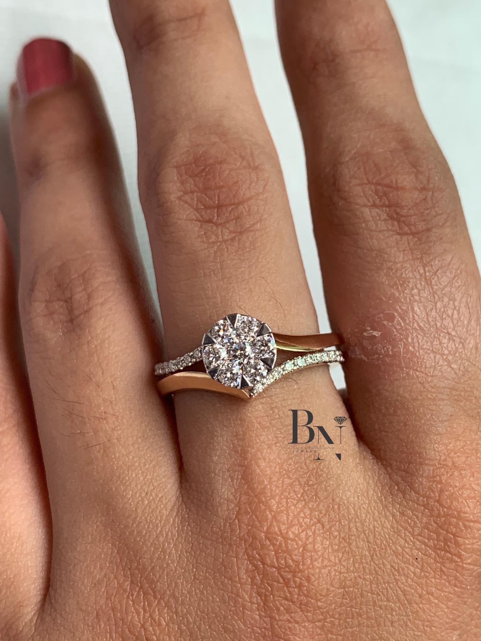 Lab Grown Diamond Stackable Ring Set | Minimalist Bridal Bands 14K Solid Gold