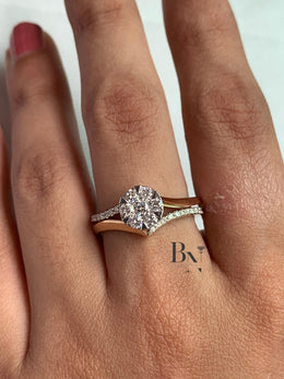 Lab Grown Diamond Stackable Ring Set | Minimalist Bridal Bands 14K Solid Gold