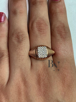 Lab Grown Diamond Signet Ring | Minimalist Statement 14K Solid Gold