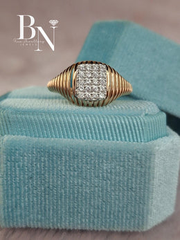 Lab Grown Diamond Signet Ring | Minimalist Statement 14K Solid Gold