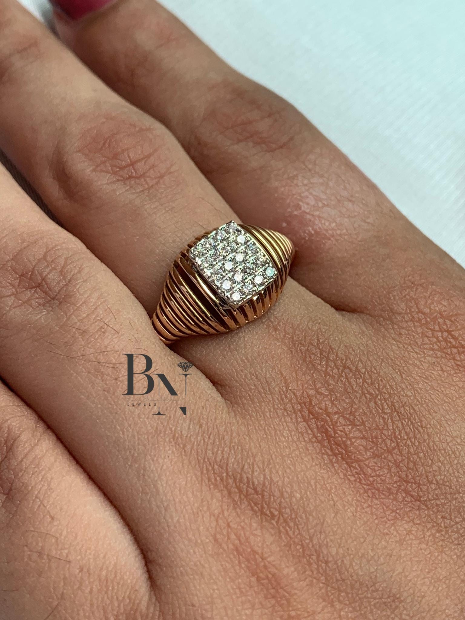 Lab Grown Diamond Signet Ring | Minimalist Statement 14K Solid Gold