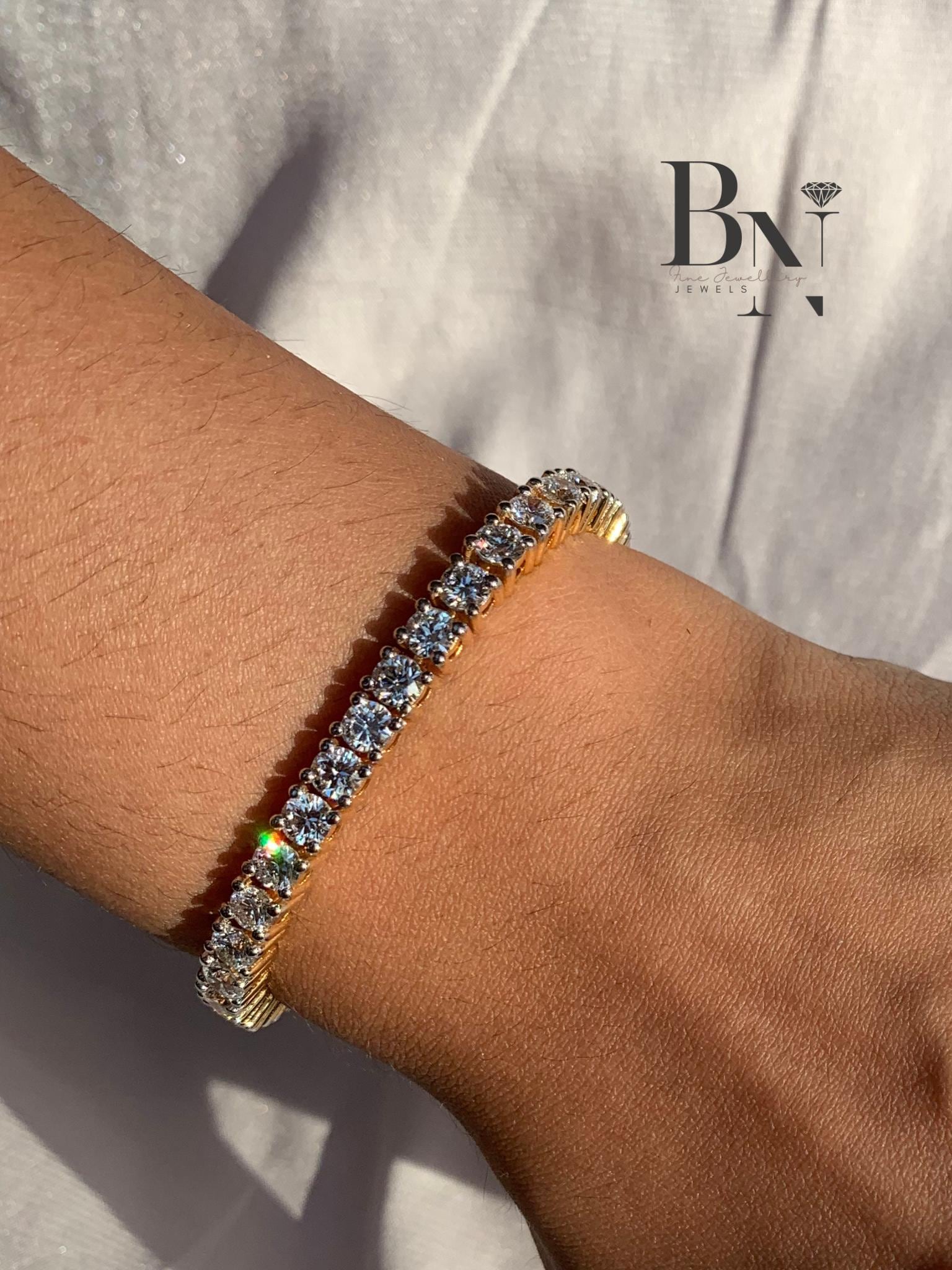 10ct Lab Grown Diamond Tennis Bracelet | Classic Inline 14K Gold