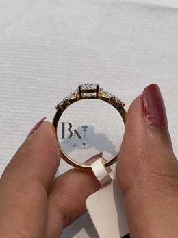 1ct Oval Lab Grown Diamond Engagement Ring | Butterfly Marquise Cluster 14K Gold
