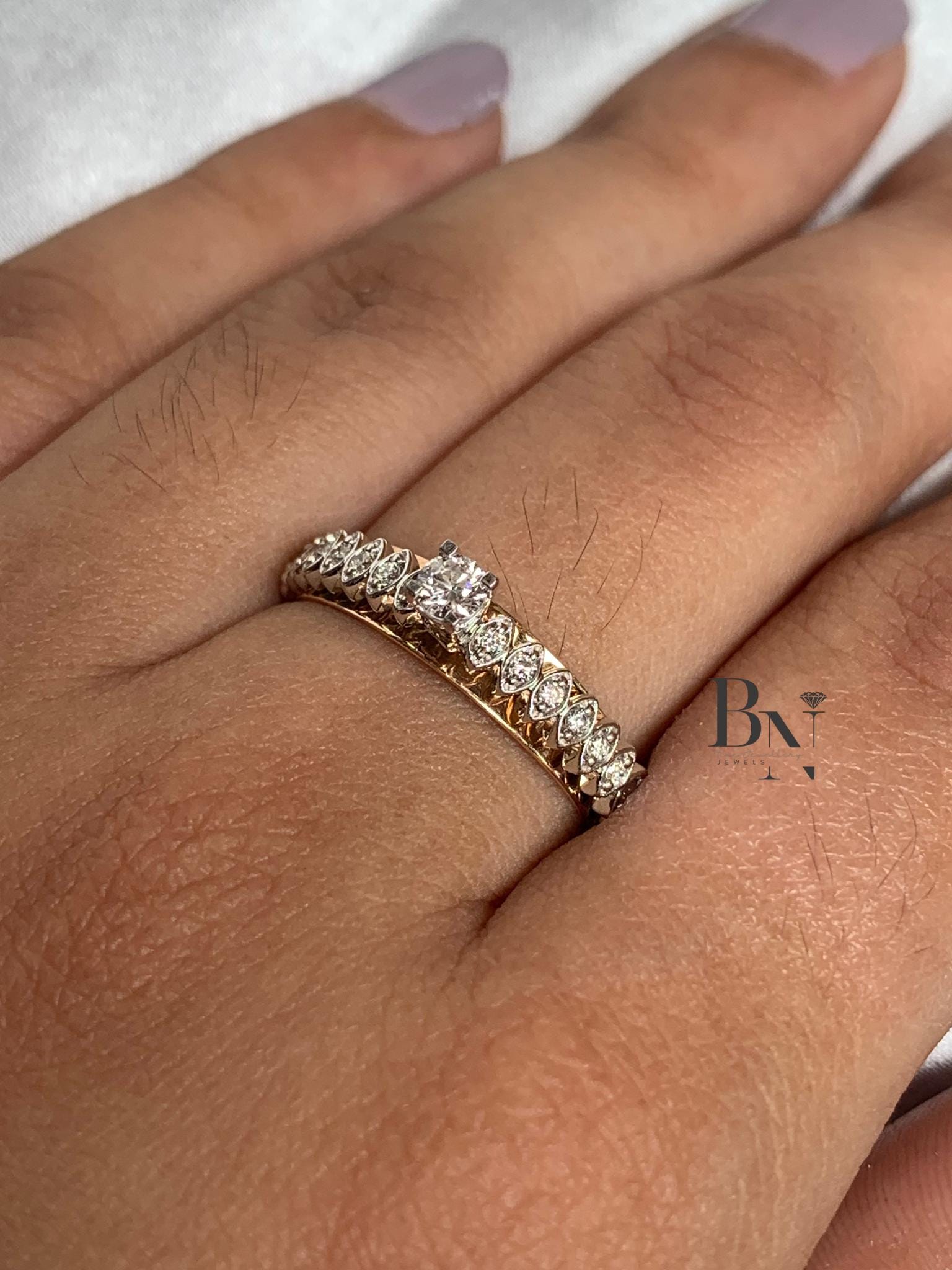 Lab Grown Diamond Engagement Ring | Bypass Tension Set Solitaire 14K Rose Gold