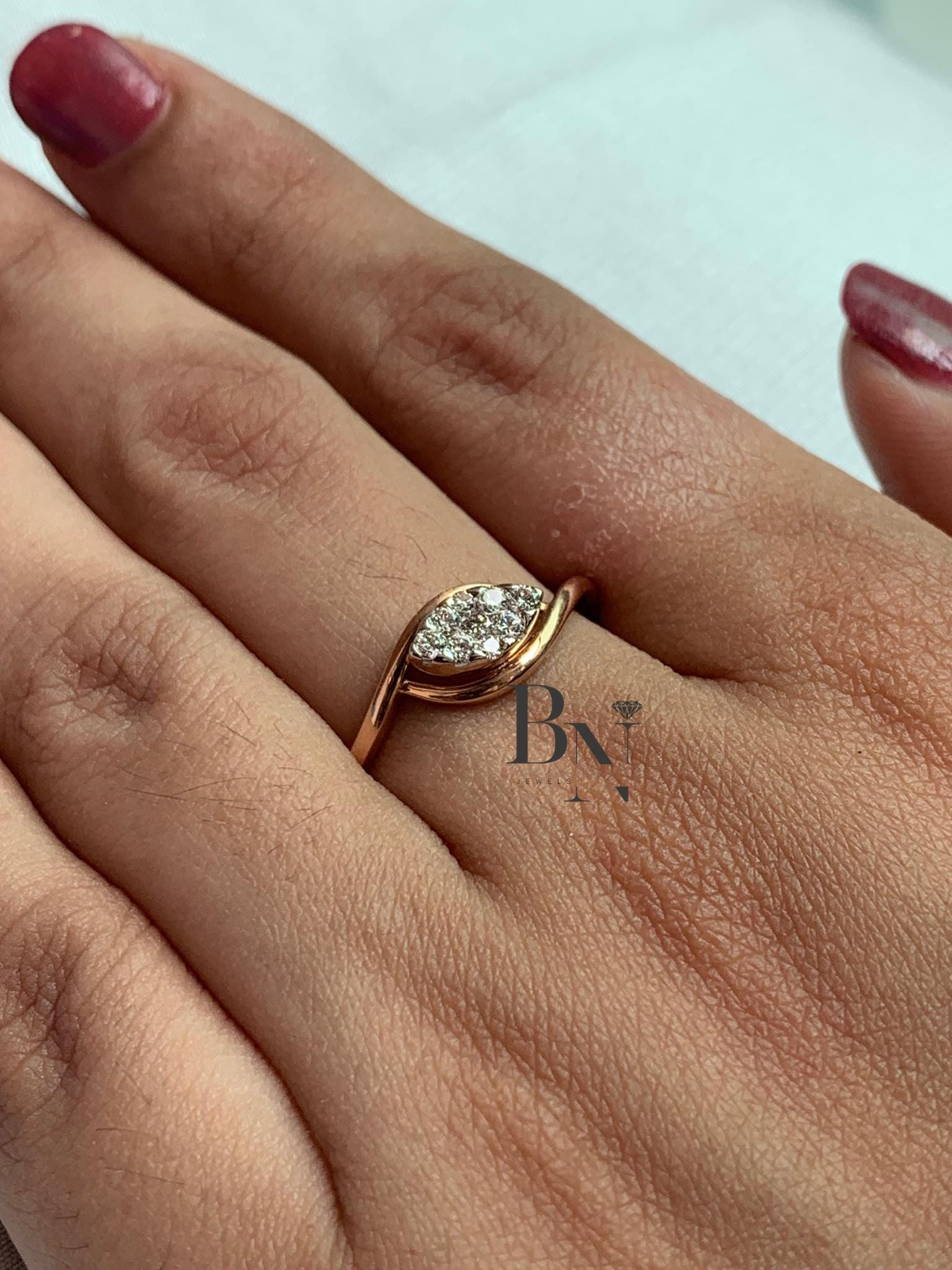 Lab Grown Diamond Signet Ring | Thin Promise Band 18K Gold