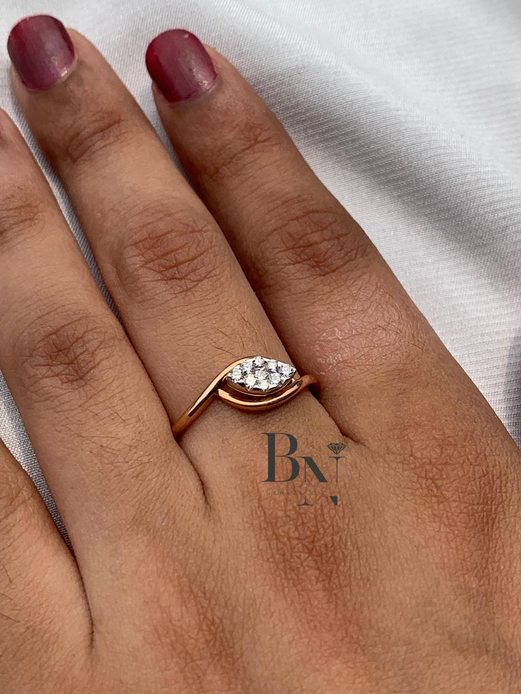 18K Gold Lab-Grown Diamond Signet Ring – Thin Gold Band Promise Ring – Simple Minimalist Diamond Ring for Women