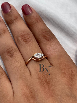 Lab Grown Diamond Signet Ring | Thin Promise Band 18K Gold