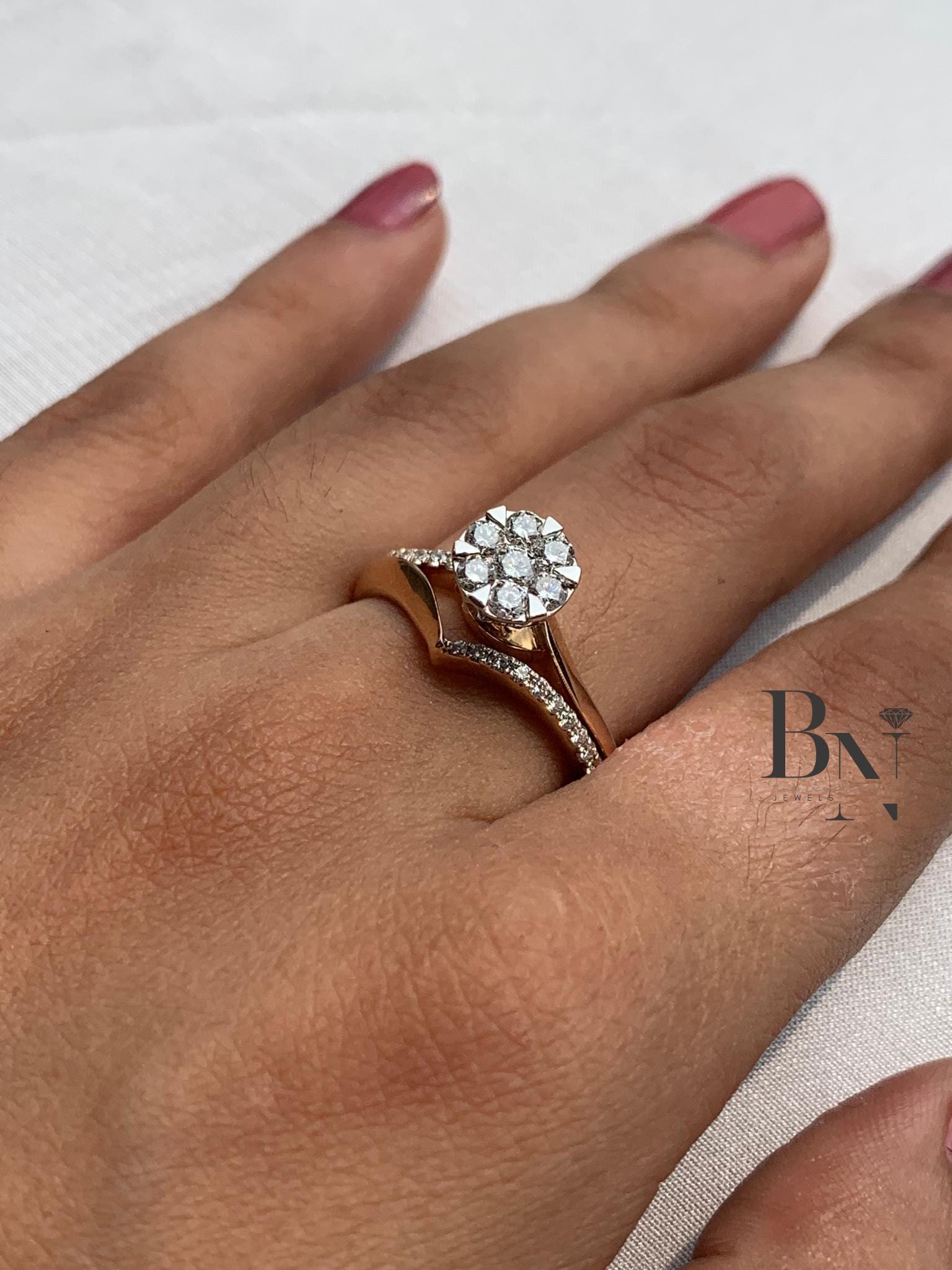 Lab Grown Diamond Stackable Ring Set | Minimalist Bridal Bands 14K Solid Gold