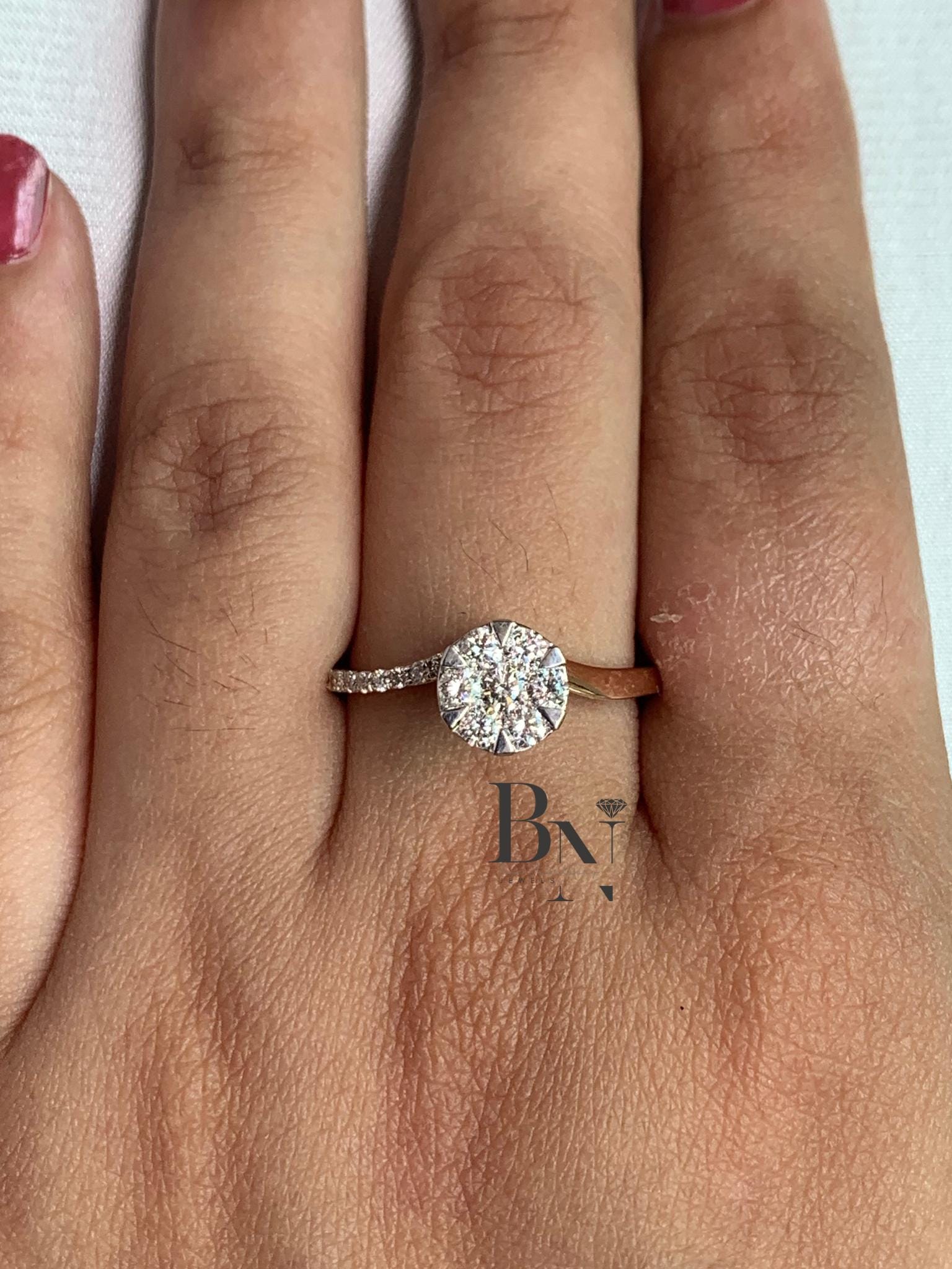 Lab Grown Diamond Solitaire Ring | Minimalist Vintage Bridal 14K Solid Gold