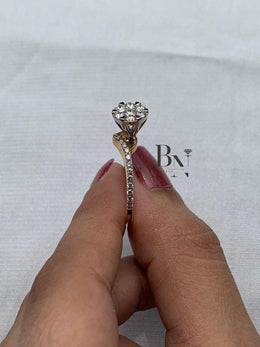 Lab Grown Diamond Solitaire Ring | Minimalist Vintage Bridal 14K Solid Gold