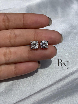 1ct Round Lab Grown Diamond Stud Earrings | Classic Solitaire 18K White Gold