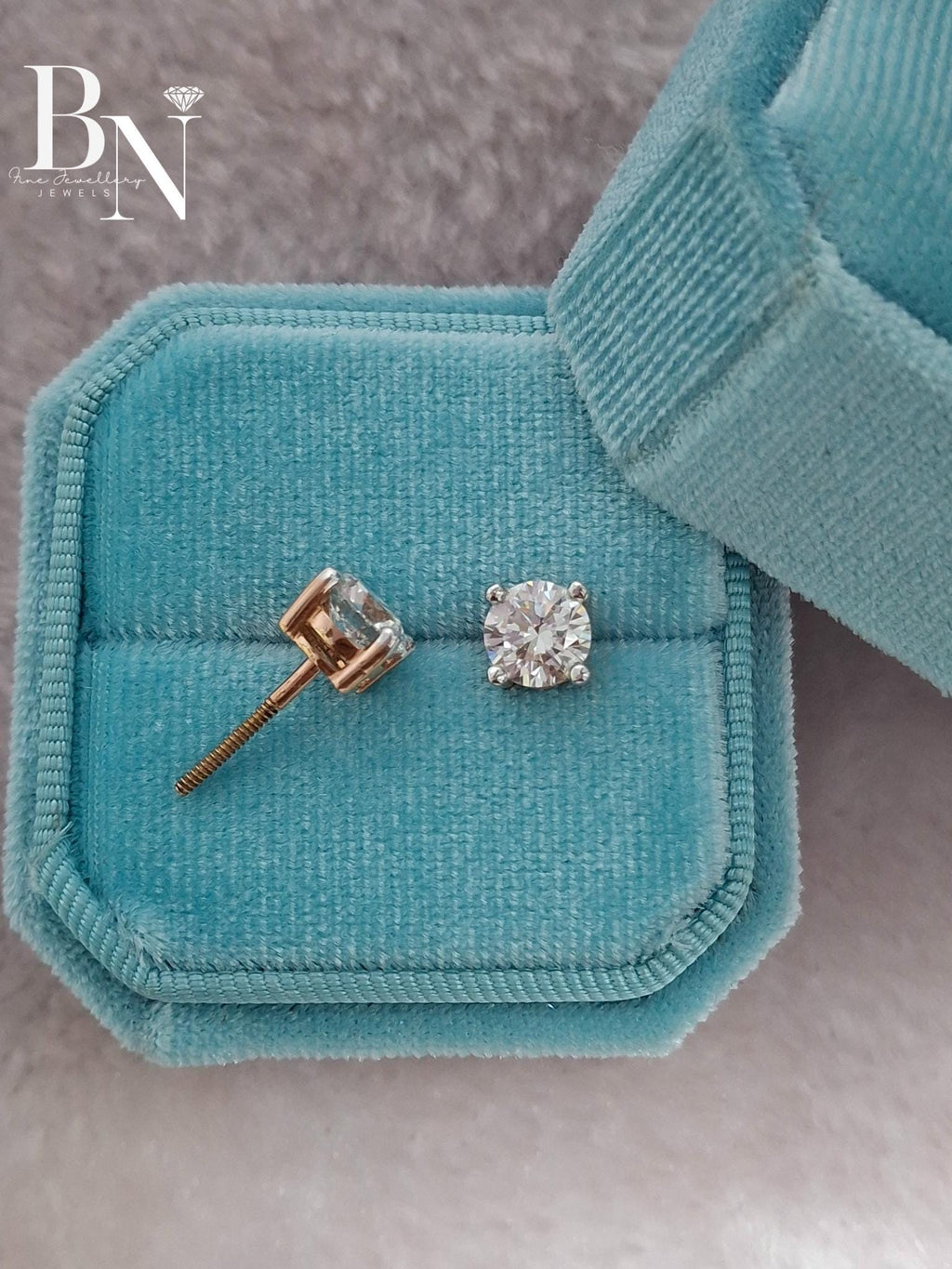 1.00 CT Diamond Stud Earrings 18K White Gold | Round Lab Grown Diamond Solitaire Studs | Classic Everyday Jewelry | Anniversary Gift for Her