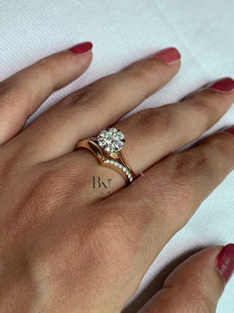 Lab Grown Diamond Stackable Ring Set | Minimalist Bridal Bands 14K Solid Gold