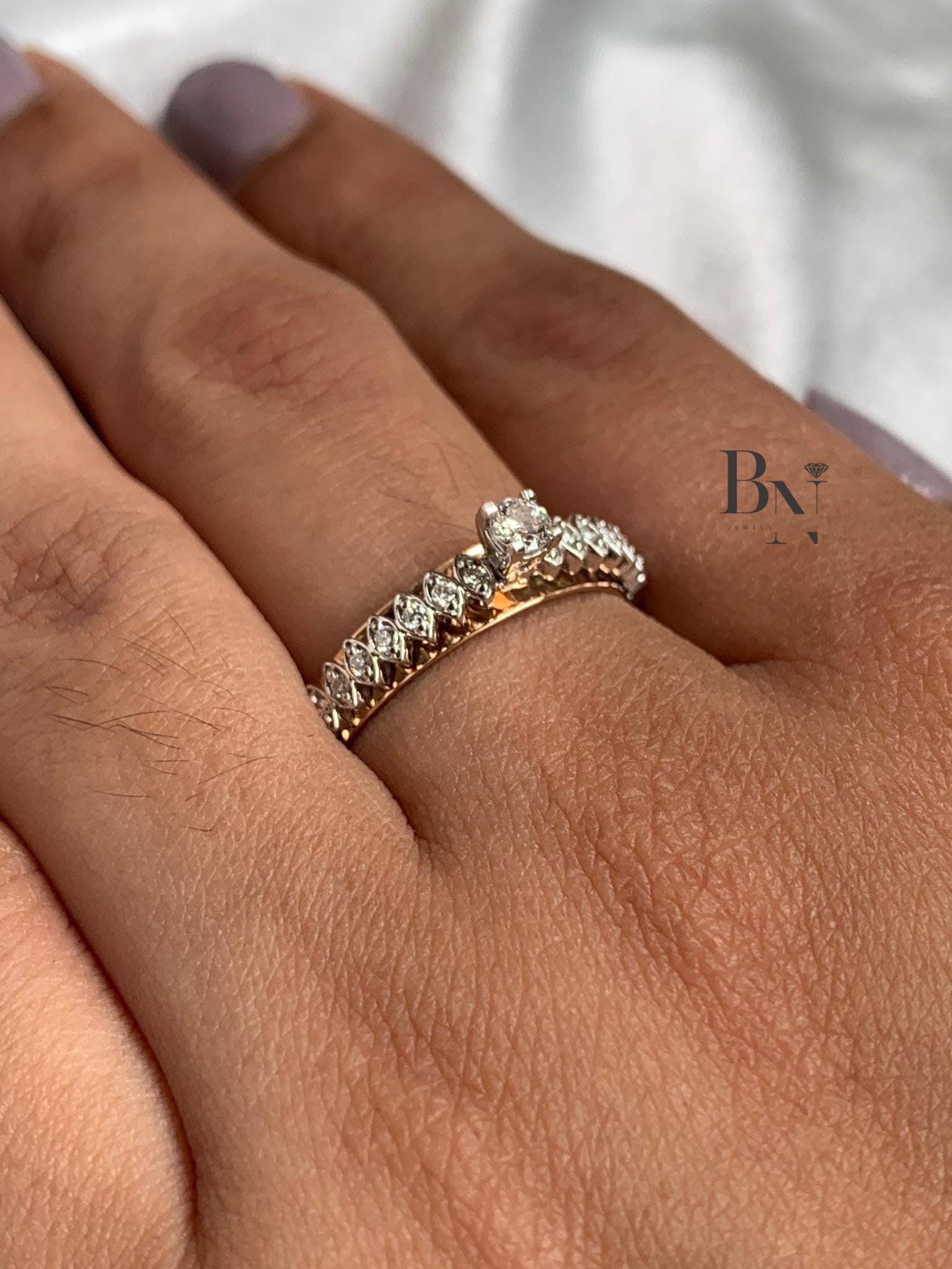 Lab Grown Diamond Engagement Ring | Bypass Tension Set Solitaire 14K Rose Gold