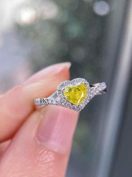 0.73ct Fancy Yellow Heart Lab Grown Diamond Engagement Ring | Twisted Pavé Infinity Band 14K Gold