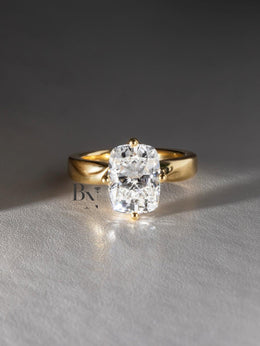 3ct Elongated Cushion Lab Grown Diamond Engagement Ring | Minimalist Solitaire 14K Yellow Gold