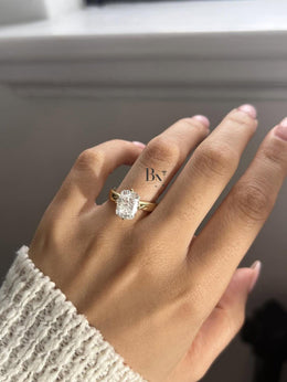 3ct Elongated Cushion Lab Grown Diamond Engagement Ring | Minimalist Solitaire 14K Yellow Gold