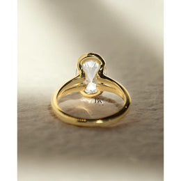 3ct Oval Lab Grown Diamond Engagement Ring | Half Bezel Split Shank Solitaire 14K Gold