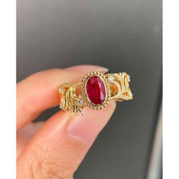 1ct Ruby Engagement Ring | Art Nouveau Filigree 18K Yellow Gold